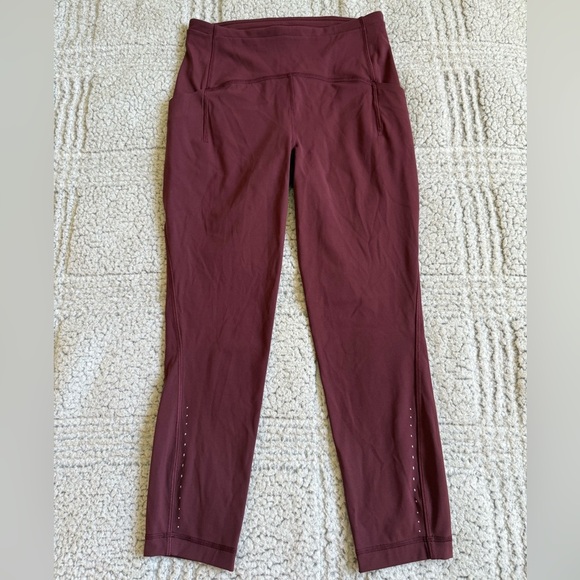 Women’s Burgunday Lululemon Cropped Leggings - Picture 2 of 5